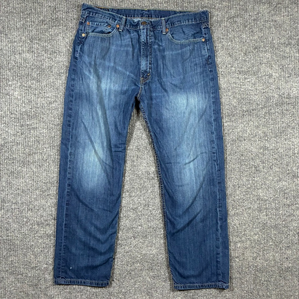 Levi's‎ 505 Mens Straight Leg Jeans Size 40x32 Blue Denim Cotton Mid Rise